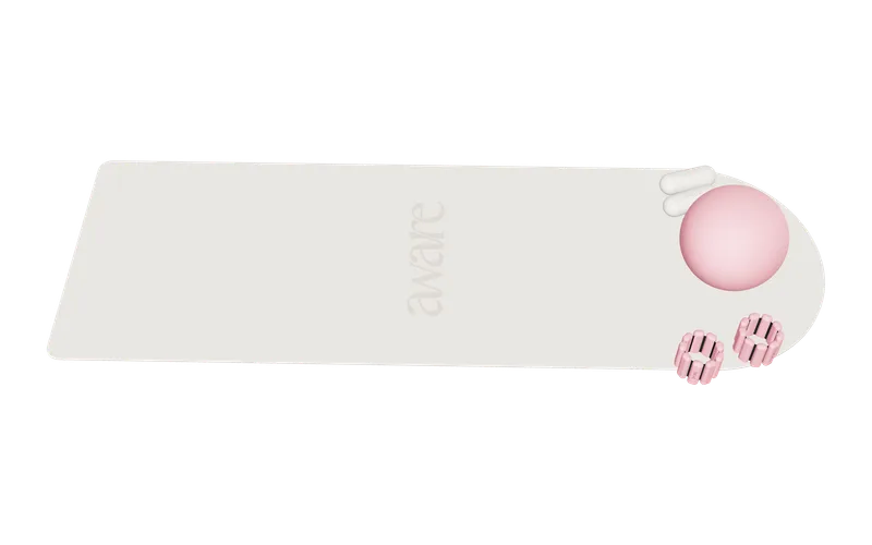 Aware-Matte mit Pilates-Ball und Gewichten als 3D-Modell